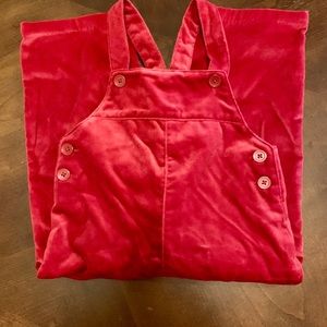 Pottery Barn Kids Red Velvet Overalls Size 18-24m